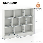 Barara King Kids Storage Unit Bookshelf,Toy Storage Organizer,41 inches Wooden Toy Storage Organizer with 10 Cubes for Kids-White