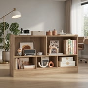 Barara King Kids Storage Unit Bookshelf,Toy Storage Organizer,Kids 2-Shelf Bookcase 5-Cube Wood Toy Storage Cabinet Organizer-Natural