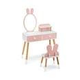 thumbnail image 1 of Barara King Kids Vanity Set,Makeup Table Chair Set,Kids Vanity Table and Chair Set with Drawer Shelf and Rabbit Mirror-Pink, 1 of 9