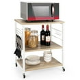 thumbnail image 1 of Barara King Kitchen Bakers Rack, Kitchen Microwave Stand, 3-Tier Kitchen Baker's Rack Microwave Oven Storage Cart with Hooks-Light Brown, 1 of 10