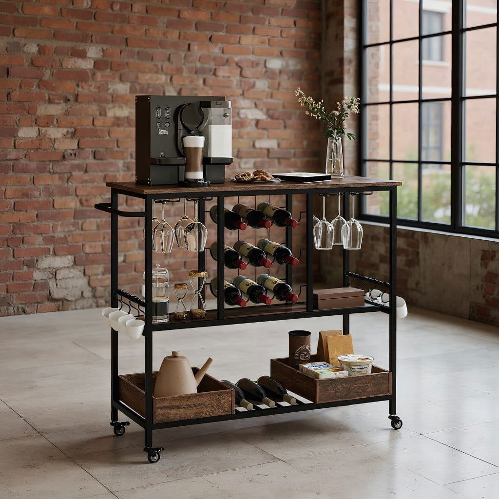 Barara King Kitchen Bakers Rack, Kitchen Microwave Stand, 3 Tiers Bar ...