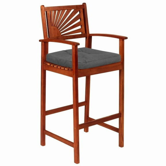 Barara King Kitchen Chair Cushion, Outdoor Chair Pad with Ties for Dining Chairs - Non-Slip U-Shaped Rubber Back - Machine Washable Seat Cover Set of 4-Gray