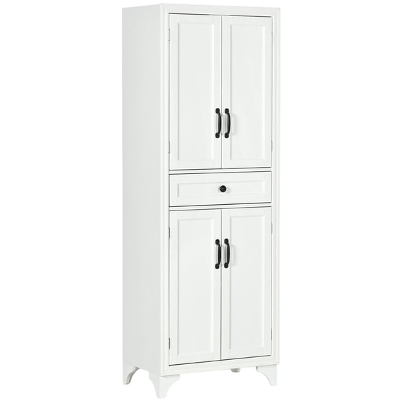 Barara King Kitchen Pantry,67" 4-Door Kitchen Pantry with Drawer and Adjustable Shelves, White