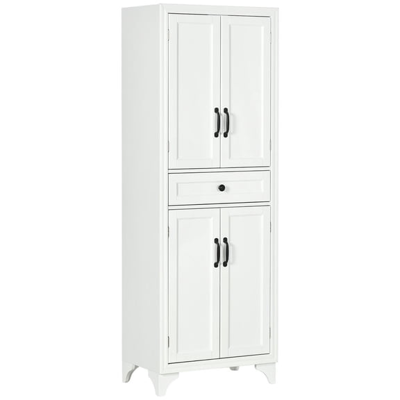Barara King Kitchen Pantry,67" 4-Door Kitchen Pantry with Drawer and Adjustable Shelves, White