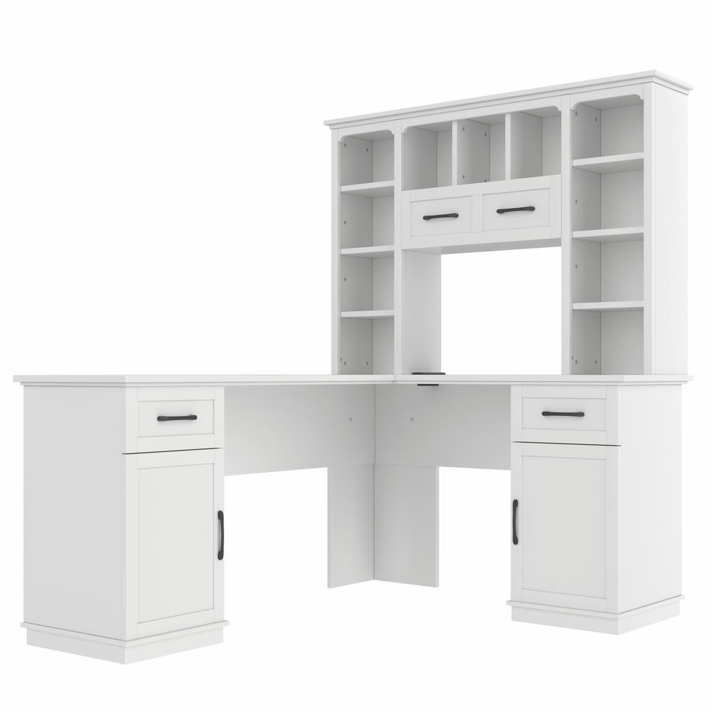 Barara King L Shaped Study Desk with 2 Cabinets, 2 Drawers, 11 Shelves ...