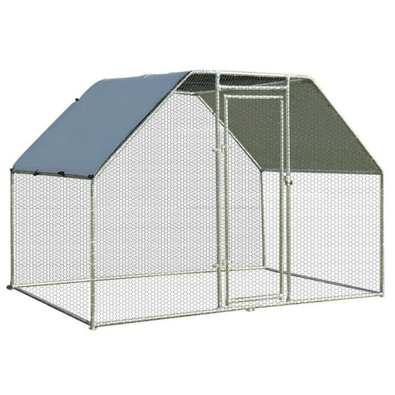 Barara King Large Metal Chicken Coop, Chicken Cage Hen House, 9.5 x 6.5 Feet Large Walk In Chicken Run Cage