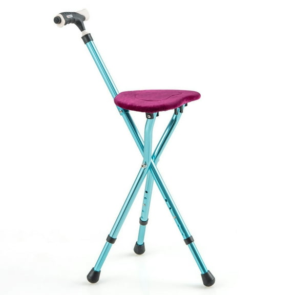 Barara King Lightweight Adjustable Folding Cane Seat with Light-Black