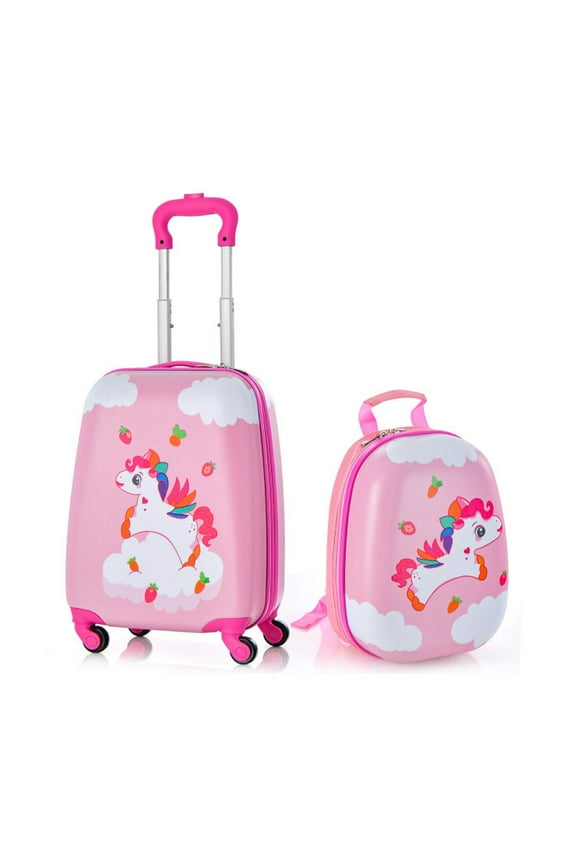 Luggage,Suitcase, Suit case,2 Pieces Kids Carry-on Luggage Set with 12 Inch Backpack-Multicolor