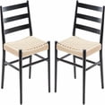 thumbnail image 1 of Barara King Mid Century Modern Dining Chairs Set of 2 with Sturdy Metal Frame and Woven Rope Seats for Kitchen and Restaurant Dining Room Use, Beige & Black, 1 of 5