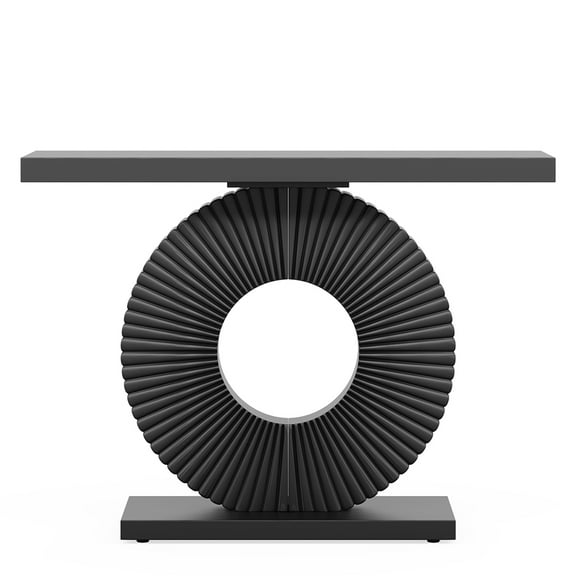 Barara King Modern Console Table 40" Wood Sofa Table with Geometric Base,Black