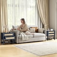 thumbnail image 1 of Barara King Narrow Rattan Nightstand with 2 Drawers and Open Storage Shelf, Boho Bedside Table for Compact Bedroom, Decorative Side Table for Home Living Room Furniture, Navy Blue, 1 of 9