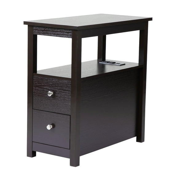 Barara King Nightstand,Bedside Tables, Night Stand,End Table,Transitional Nightstand with USB Charging Station, Wooden End Table Bedside Table, 2-Drawer Home&Kitchen Storage Cabinet - Espresso