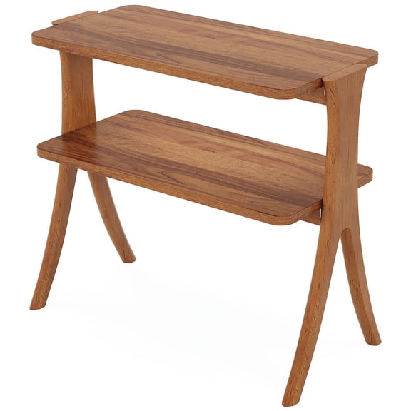 Barara King Nightstand Sofa Table, End Table, Side Table,Wood End Table, Farmhouse Side Table with 2-Tier Storage Shelf,Walnut