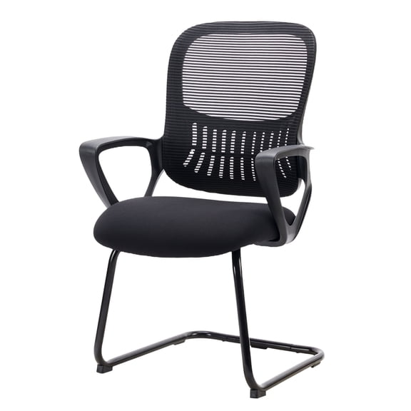 Barara King Mesh Computer Home Office Desk Chair with Comfy Arms and Lumbar Support, Executive Task Chair with No Wheels for Home Conference Room, Bedroom, Home Office, Living Room, Black