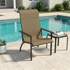 Barara King Outdoor Adirondack Chair with High Backrest and Sturdy Metal Frame for Patio Porch Garden Lawn Relaxing Seating, Coffee