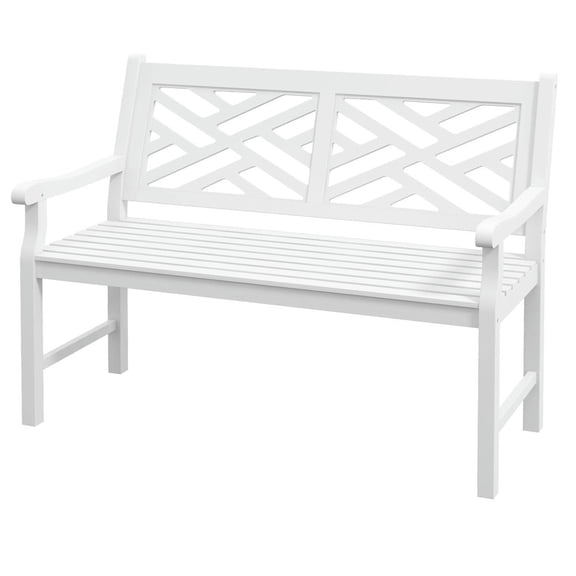 Barara King Outdoor Bench, Patio Benches for Outdoors,43.25" Outdoor Garden Bench, Wooden Bench, Poplar Slatted Frame Furniture, White