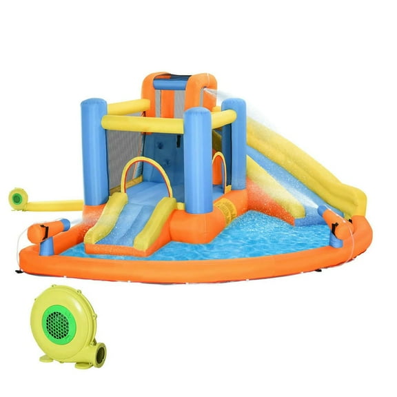 Barara King Outdoor Bouncy Castle, Inflatable Bounce House,5-in-1 Kids Inflatable Bounce House Jumping Castle with Water Pool, Slide & 2 Water Guns