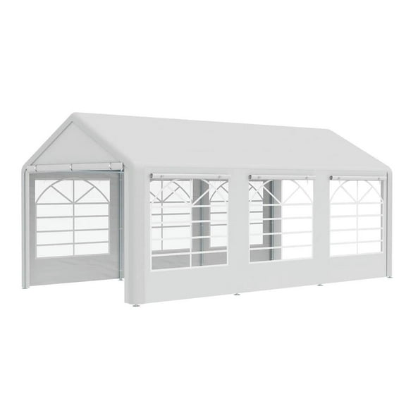 Barara King Outdoor Canopy Tent, Patio Portable Canopy,10' x 20' Heavy Duty Party Tent & Carport with Removable Sidewalls and Double Doors, White