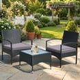 thumbnail image 1 of Barara King Outdoor Collection Set, Patio Conversation Table Chair Set, 3 Pieces Patio Wicker Rattan Furniture Set with Cushion for Lawn Backyard-Gray, 1 of 8