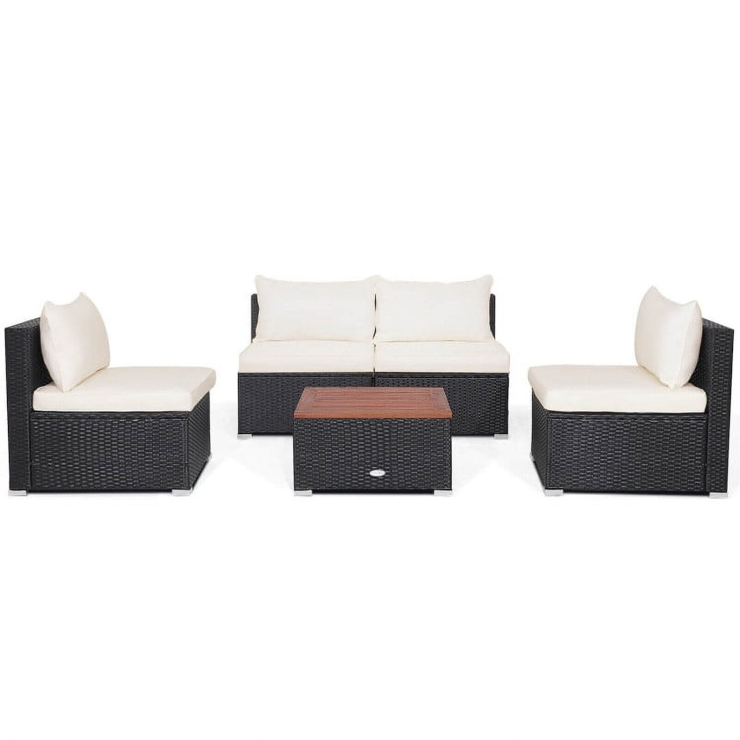 Barara King Outdoor Collection Set, Patio Conversation Table Chair Set, 5 Piece Outdoor Furniture Set with Solid Tabletop and Soft Cushions