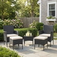 thumbnail image 1 of Barara King Outdoor Collection Set, Patio Conversation Table Chair Set, 5 Pieces Outdoor Wicker Sofa Set with Coffee Table and 2 Ottomans, 1 of 6