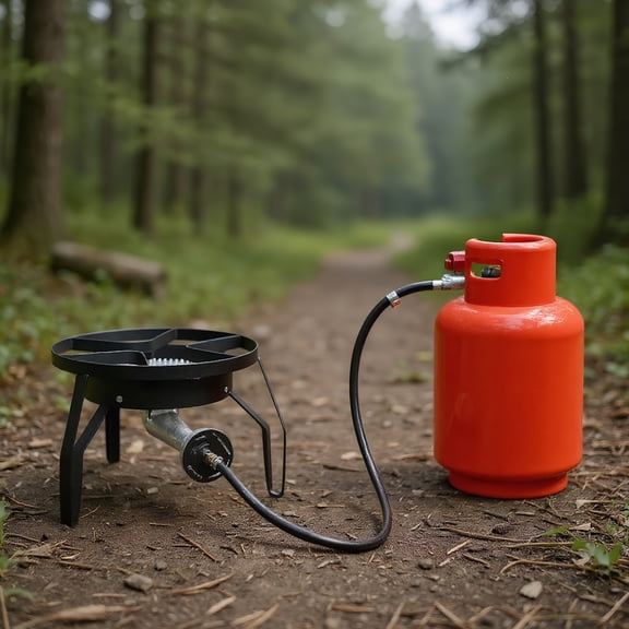 Barara King Outdoor Cooking Burner, Camping Stove, Outdoor Round Furnace With 1.2m Leather Pipe and 0-20psig High Pressure Valve