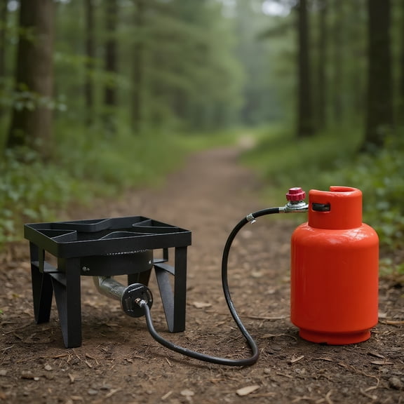 Barara King Outdoor Cooking Burner, Camping Stove, Outdoor Square Furnace With 1.2m Leather Pipe and 0-20psig High Pressure Valve