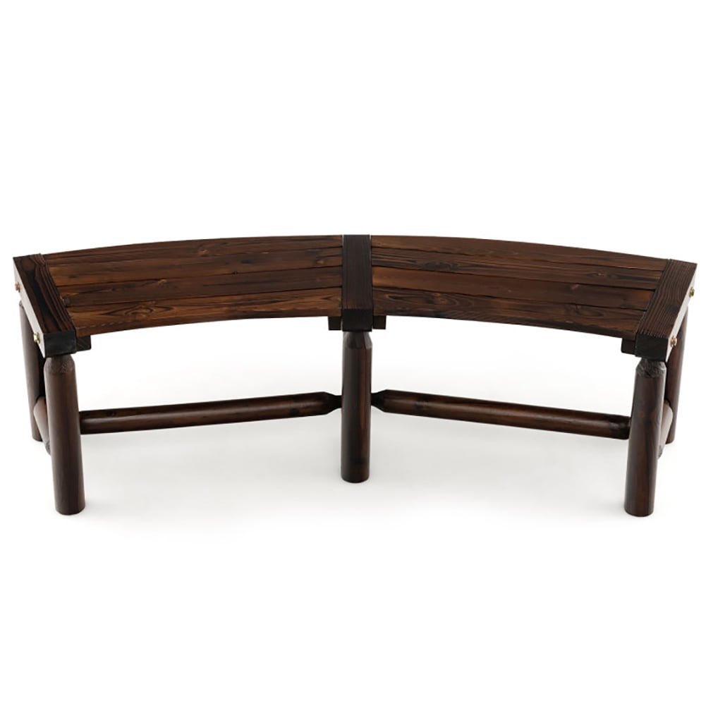 Barara King Outdoor Curved Backless Porch Bench, Patio Curved Bench for Round Table Spacious and Slatted Seat Barara King Outdoor Curved Backless Porch Bench, Patio Curved Bench for Round Table Spacious and Slatted Seat