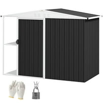 Barara King Outdoor Sheds, Outdoor Storage Tool House,8 x 4ft Outdoor Garden Shed, Metal Shed with Air Vents and Lock, Dark Gray
