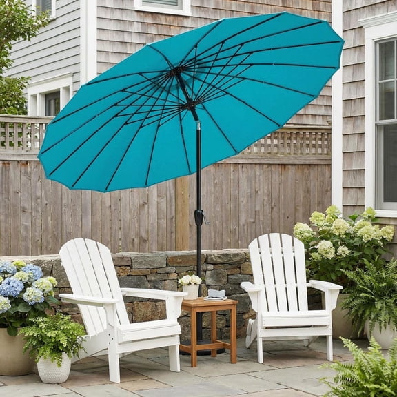 Barara King Outdoor Waterproof Umbrella, UV Protection Pool Umbrella, 9 Feet Round Patio Umbrella with 18 Fiberglass Ribs-Turquoise