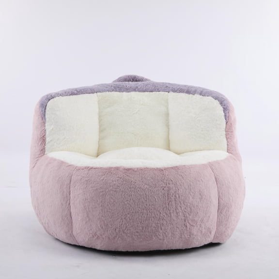 Barara King Oversized Bean Bag Chair for Adults Large with Ultra Soft Faux Fur and Premium Shredded Sponge Fill, No Assembly Required Lounger for Bedroom Living Room, Pink