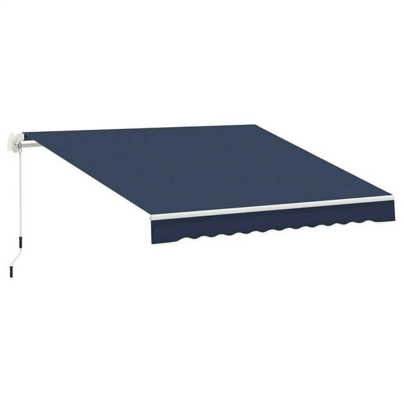 Barara King Patio Awning Sunshade Shelter,Patio Retractable Sun Shade,10' x 8' Retractable Awning, Patio Awnings, Sunshade Shelter w/ Manual Crank Handle, Blue