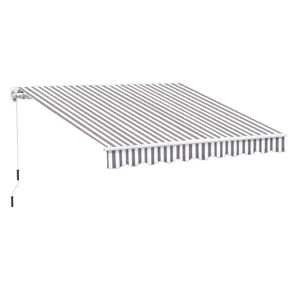 Barara King Patio Awning Sunshade Shelter,Patio Retractable Sun Shade,10' x 8' Retractable Awning, Patio Awnings, Sunshade Shelter w/ Manual Crank Handle, Coffee Stripes