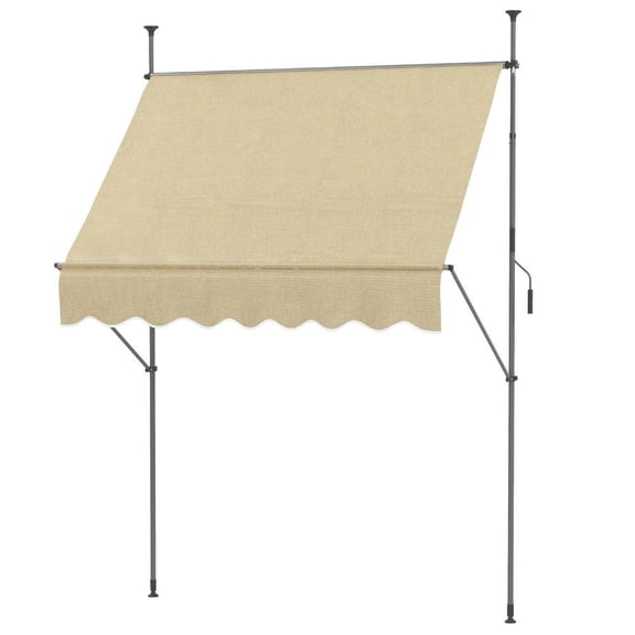 Barara King Patio Awning Sunshade Shelter,Patio Retractable Sun Shade,6.5' x 4' Manual Retractable Awning, Non-Screw Patio Awning, UV Resistant, Beige