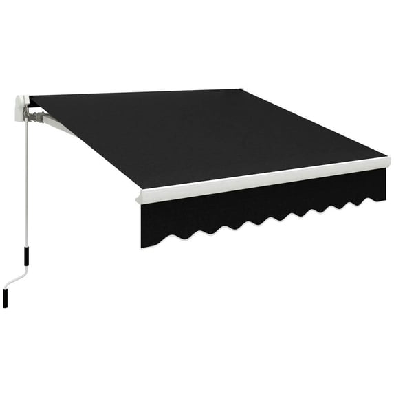 Barara King Patio Awning Sunshade Shelter,Patio Retractable Sun Shade,8' x 6.6' Patio Retractable Awning, Manual Exterior Sun Shade Deck Window Cover, Black