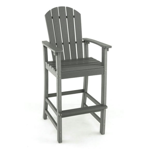 Barara King Patio Bistro Set, Outdoor Patio Dining Set,30 Inches Counter Height Outdoor HDPE Bar Stool with Armrests and Footrest-Gray