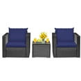 thumbnail image 1 of Barara King Patio Conversation Table Chair Set, Outdoor Collection Set, 3 Pieces Patio Wicker Conversation Set with Cushion-Navy, 1 of 8