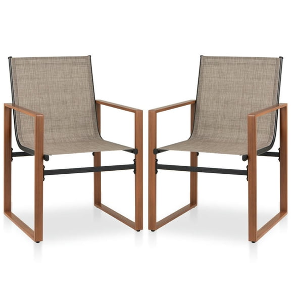Barara King Patio Dining Chair,Outdoor Dining Room Chair,Outdoor Dining Chairs with Breathable Seat and Backrest Set of 2-Brown