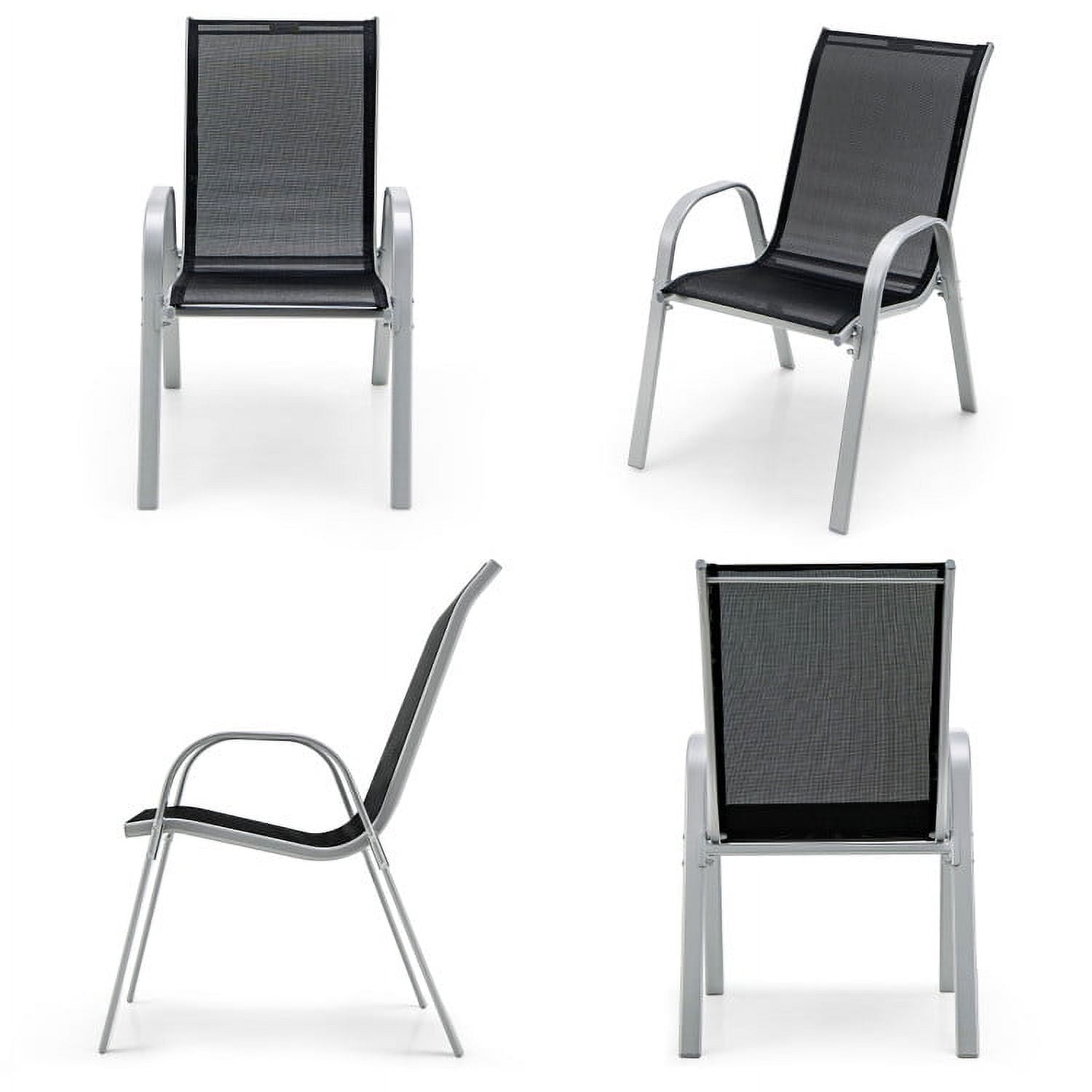Barara King Patio Furniture Set, 4 Pieces Stackable Patio Dining Chairs Set with ArmrestBlack