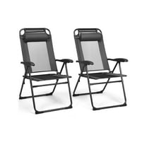 Barara King Patio Lounge Chair,Reclining Outdoor Chaise Lounger,2 Pieces Patio Adjustable Folding Recliner Chairs with 7 Level Adjustable Backrest-Gray