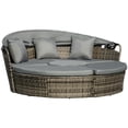 thumbnail image 1 of Barara King Patio Sofa Bed Set,Daybed Set,4-Piece Round Convertible Daybed, Outdoor PE Rattan Patio Wicker Sofa Set with 2 Chairs, Table, 3 Pillows, Gray, 1 of 11