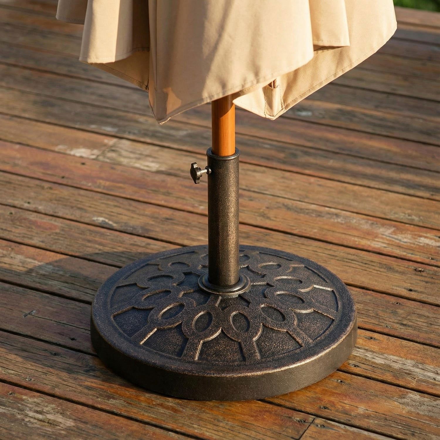 Barara King Patio Umbrella Base, Round Table Umbrella Base Stand, Weather-Resistant Outdoor Market Umbrella Stand Holder for Yard/Garden/Deck Porch (Black)