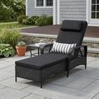 Barara King Patio Wicker Chaise Lounge Chair with Pillow and Cushion Adjustable Backrest for Outdoor Poolside Yard Lounging, Black