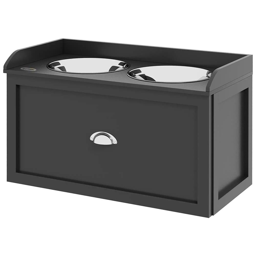 Barara King Pet Feeding Station, Dog Bowls, Pet Feeding Station Pet Dish Bowl Set with Storage, Black