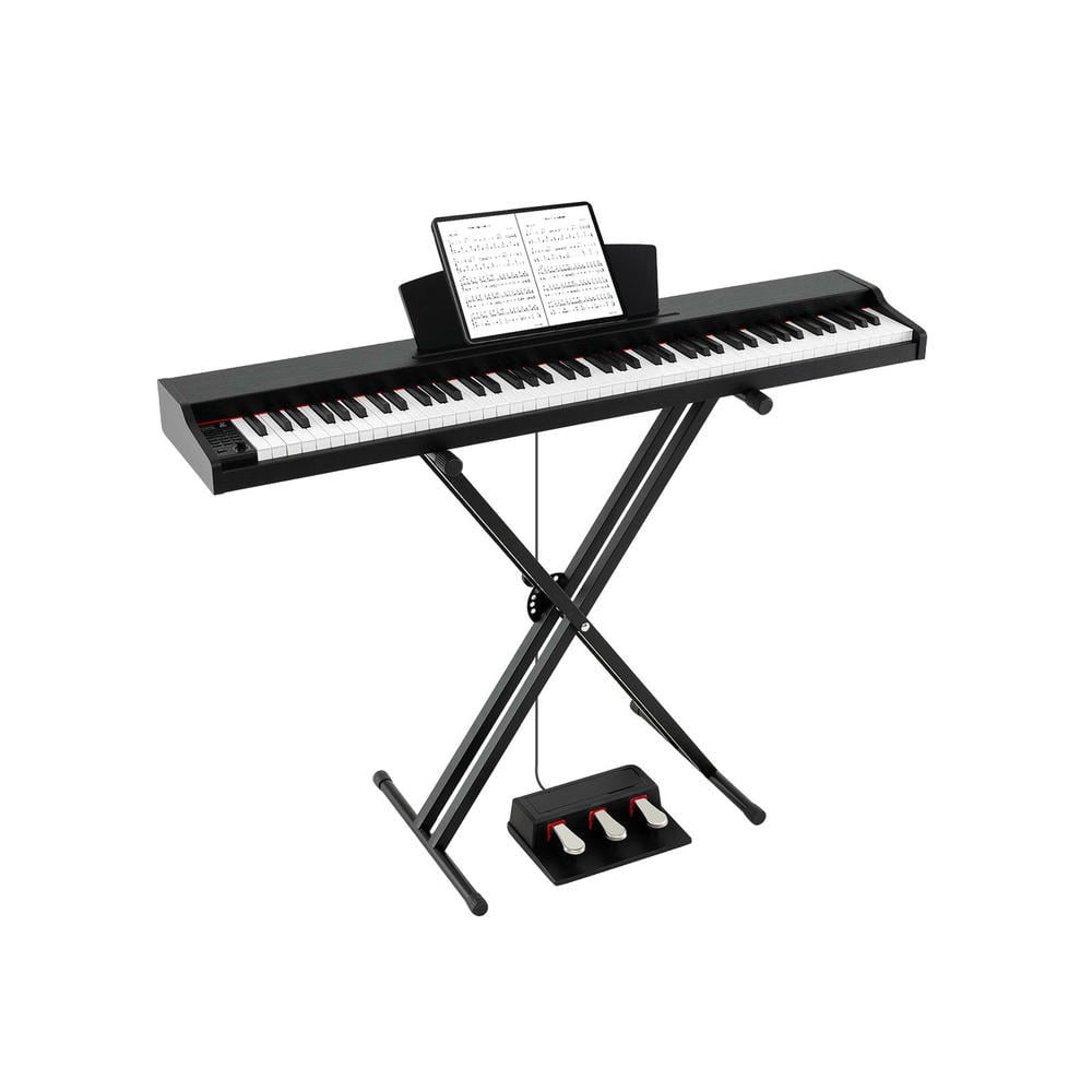 Barara King Portable Music Keyboard Piano with Adjustable Stand for Toddlers Boys Girls, Beginner, Black
