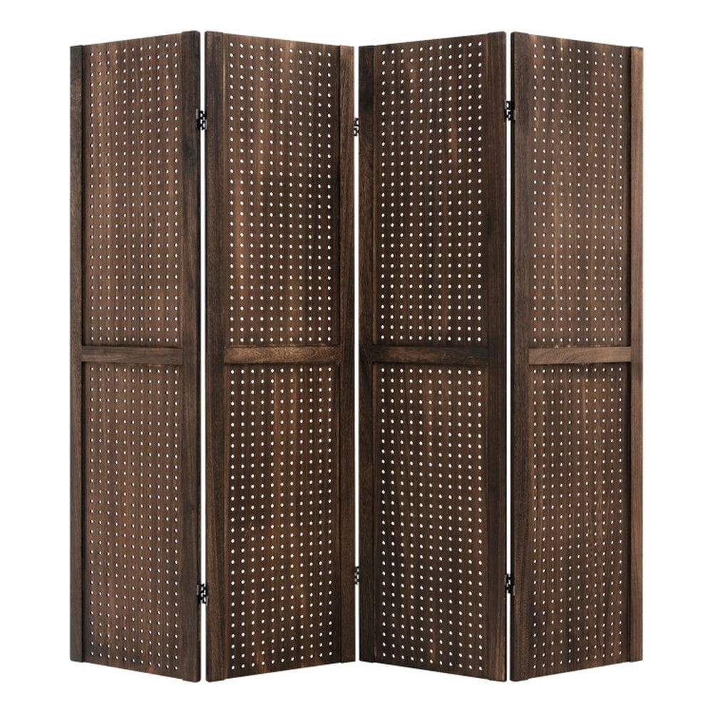 Barara King Privacy Screen Separation, Partition Divider Room Separation,4-Panel Pegboard Display 5 Feet Tall Folding Privacy Screen-Brown Barara King Privacy Screen Separation, Partition Divider Room Separation,4-Panel Pegboard Display 5 Feet Tall Folding Privacy Screen-Brown