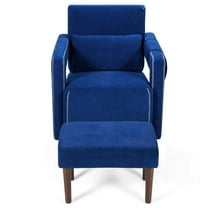 Barara King Recliner Chair, Reclining Chair,Lounge Chair,Modern Berber Fleece Single Sofa Chair with Ottoman and Waist Pillow-Blue