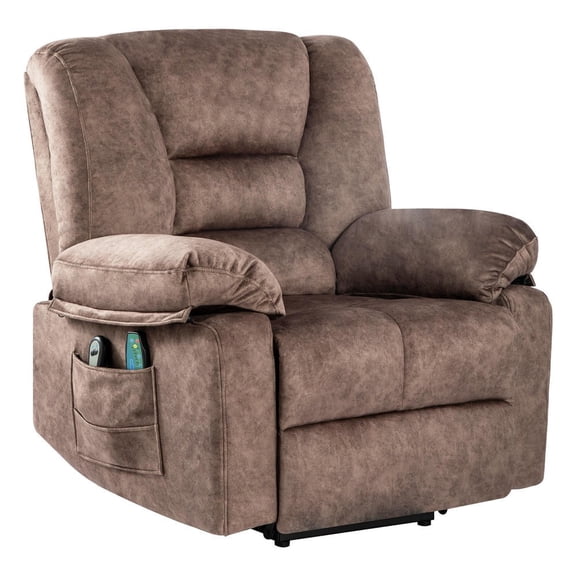 Barara King Reclining Chair Sofa with Massage, Single Recliner for Living Room, Bedroom, Brown