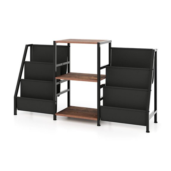 Barara King Record Player Stand for up to 200 Albums Turntable Display Stand with 3 Shelves-Rustic Brown