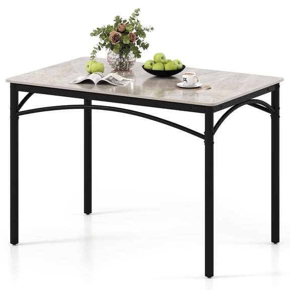 Barara King Rectangular Modern Sintered Stone Dining Table for 4 People, Kitchen Table for Dining Room, Living Room, Restaurant, Gray